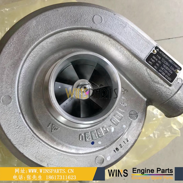 VAME158162 ME158162 4949188-01651 TD08H-26M 180309006 <a href=http://www.winsparts.cn/Engine-Mitsubishi.html target='_blank'>三菱</a>6D22T 6D22-T发动机增压器用于神钢SK480LC-6E挖掘机