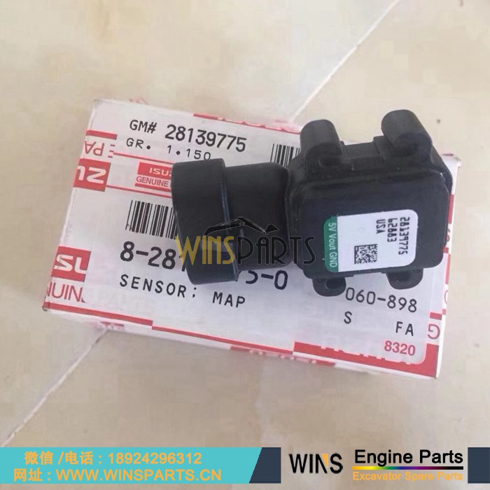 8-28139775-0 8281397750 8-28139-775-0 828139-7750原装五十铃 4JJ1 发动机 歧管 进气压力传感器 空气感应器<a href=https://www.winsparts.cn/riliwajueji.html target='_blank'>日立</a>ZX110-3 ZX120-3约翰迪尔挖掘机配件