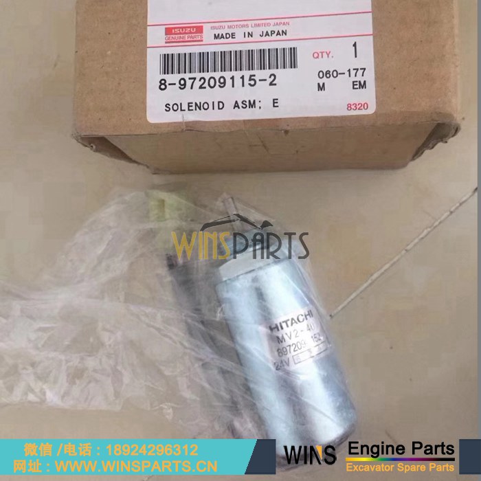 8972091152 VI8972091152 8-97209115-2 五十铃4LE2 4LE1发动机熄火开关电磁阀 油门开关用于神钢SK70 SK80 SK75-8 <a href=https://www.winsparts.cn/riliwajueji.html target='_blank'>日立</a> ZX70-3 斗山大宇挖掘机配件